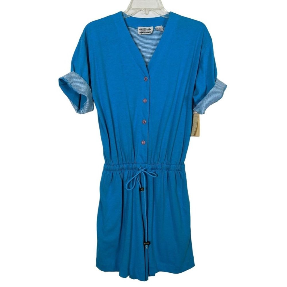 Vintage SEPARATE ISSUE 1980's short sleeve elastic waist blue short Romper size